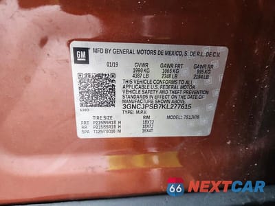 Zdjęcie 12 z 12 samochodu: 2019 CHEVROLET TRAX 1LT VIN:3GNCJPSB7KL277615 - miniatura