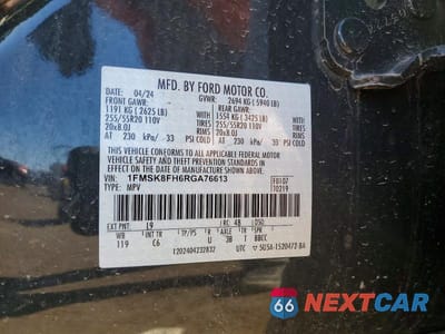 Zdjęcie 13 z 13 samochodu: 2024 FORD EXPLORER LIMITED VIN:1FMSK8FH6RGA76613 - miniatura