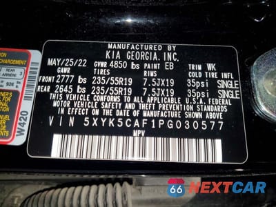 Zdjęcie 14 z 14 samochodu: 2023 KIA SPORTAGE SX-PRESTIGE VIN:5XYK5CAF1PG030577 - miniatura