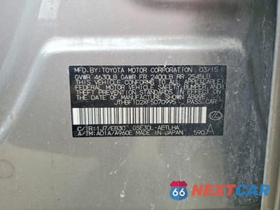 Zdjęcie 12 z 12 samochodu: 2015 LEXUS IS 250 BASE VIN:JTHBF1D2XF5070995 - miniatura