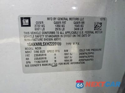 Zdjęcie 13 z 13 samochodu: 2017 GMC ACADIA SLT-1 VIN:1GKKNMLSXHZ220109 - miniatura