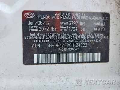 Zdjęcie 12 z 13 samochodu: 2012 HYUNDAI ELANTRA GLS VIN:5NPDH4AE2CH134222 - miniatura