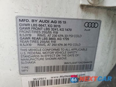 Zdjęcie 13 z 13 samochodu: 2019 AUDI Q7 PREMIUM PLUS VIN:WA1LAAF72KD044415 - miniatura