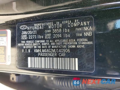 Zdjęcie 13 z 13 samochodu: 2021 HYUNDAI ELANTRA SEL VIN:KMHLM4AG2MU140906 - miniatura