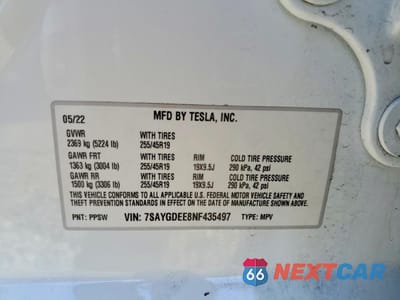 Zdjęcie 12 z 12 samochodu: 2022 TESLA MODEL Y VIN:7SAYGDEE8NF435497 - miniatura