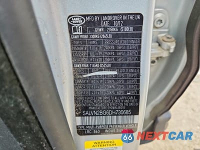 Zdjęcie 13 z 13 samochodu: 2013 LAND ROVER RANGE ROVER EVOQUE PURE VIN:SALVN2BG6DH730685 - miniatura