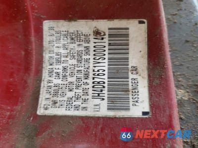 Zdjęcie 12 z 12 samochodu: 2000 ACURA INTEGRA LS VIN:JH4DB7651YS000143 - miniatura