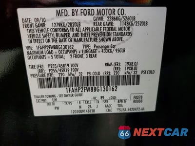 Zdjęcie 12 z 12 samochodu: 2011 FORD TAURUS LIMITED VIN:1FAHP2FW8BG130162 - miniatura