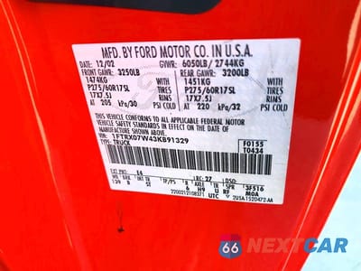 Zdjęcie 13 z 13 samochodu: 2003 FORD F150 VIN:1FTRX07W43KB91329 - miniatura