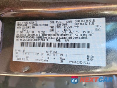 Zdjęcie 13 z 13 samochodu: 2017 FORD ESCAPE SE VIN:1FMCU0GD3HUC08917 - miniatura
