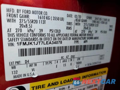 Zdjęcie 13 z 13 samochodu: 2020 FORD EXPEDITION MAX XLT VIN:1FMJK1JT7LEA34078 - miniatura