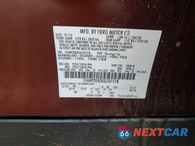 Zdjęcie 12 z 12 samochodu: 2016 FORD TAURUS VIN:1FAHP2E82GG107518 - miniatura