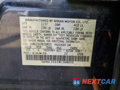 Zdjęcie 12 z 12 samochodu: 2008 NISSAN ALTIMA 3.5 SE VIN:1N4BL21E28C168020 - miniatura