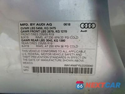 Zdjęcie 14 z 14 samochodu: 2018 AUDI Q5 PREMIUM VIN:WA1ANAFY5J2203040 - miniatura