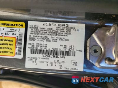 Zdjęcie 12 z 12 samochodu: 2017 FORD FUSION SE VIN:3FA6P0H72HR171986 - miniatura