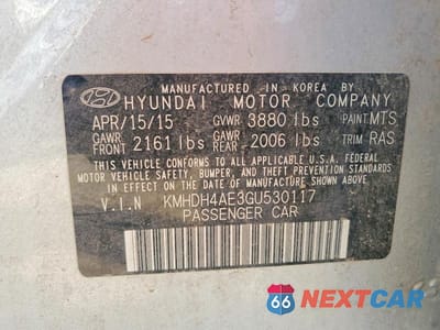 Zdjęcie 12 z 12 samochodu: 2016 HYUNDAI ELANTRA SE VIN:KMHDH4AE3GU530117 - miniatura