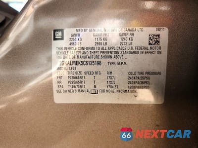 Zdjęcie 14 z 14 samochodu: 2012 GMC TERRAIN SLE VIN:2GKALMEK5C6125198 - miniatura
