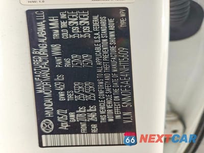 Zdjęcie 13 z 13 samochodu: 2022 HYUNDAI TUCSON SEL VIN:5NMJF3AE4NH115609 - miniatura