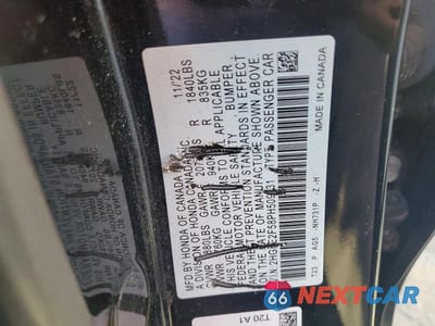 Zdjęcie 12 z 13 samochodu: 2023 HONDA CIVIC SPORT VIN:2HGFE2F58PH509531 - miniatura