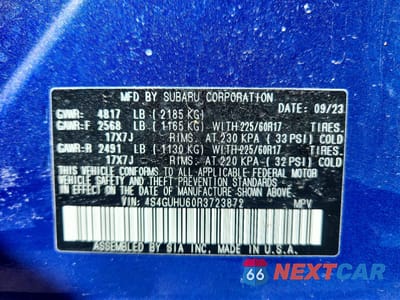 Zdjęcie 13 z 13 samochodu: 2024 SUBARU CROSSTREK WILDERNESS VIN:4S4GUHU60R3723872 - miniatura