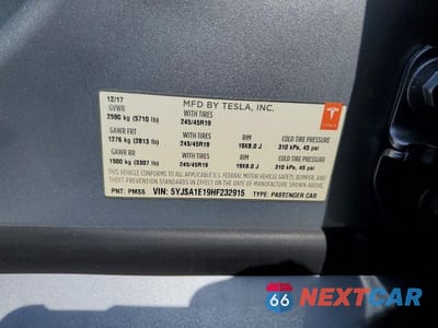 Zdjęcie 12 z 12 samochodu: 2017 TESLA MODEL S VIN:5YJSA1E19HF232915 - miniatura
