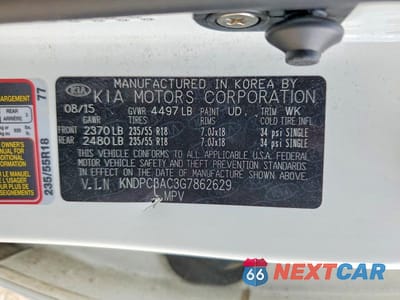 Zdjęcie 12 z 12 samochodu: 2016 KIA SPORTAGE EX VIN:KNDPC3AC3G7862629 - miniatura