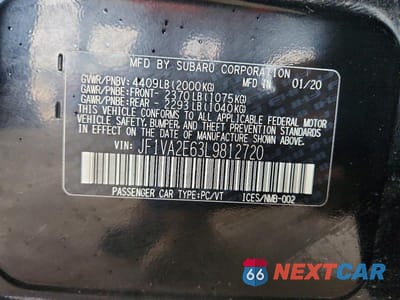 Zdjęcie 12 z 12 samochodu: 2020 SUBARU WRX STI VIN:JF1VA2E63L9812720 - miniatura