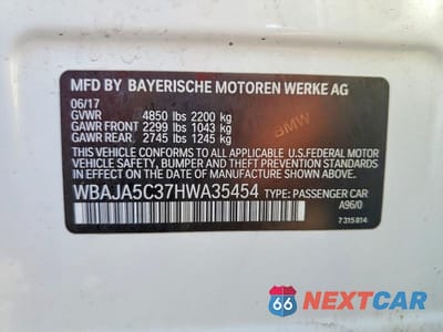 Zdjęcie 12 z 12 samochodu: 2017 BMW 530 I VIN:WBAJA5C37HWA35454 - miniatura