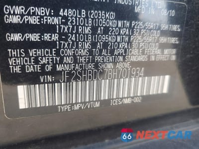 Zdjęcie 14 z 14 samochodu: 2011 SUBARU FORESTER 2.5X PREMIUM VIN:JF2SHBDC7BH701934 - miniatura