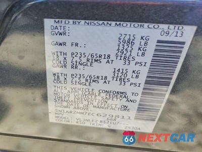 Zdjęcie 13 z 13 samochodu: 2014 NISSAN PATHFINDER SV VIN:5N1AR2MM7EC629811 - miniatura