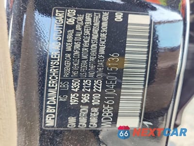 Zdjęcie 12 z 12 samochodu: 2004 MERCEDES-BENZ C 240 VIN:WDBRF61J04E015136 - miniatura