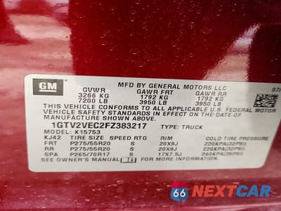 Zdjęcie 12 z 12 samochodu: 2015 GMC SIERRA K1500 SLT VIN:1GTV2VEC2FZ383217 - miniatura