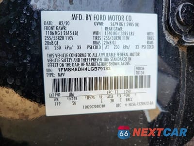 Zdjęcie 14 z 14 samochodu: 2020 FORD EXPLORER XLT VIN:1FMSK8DH4LGB79183 - miniatura