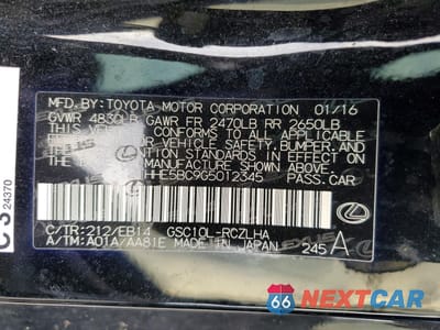 Zdjęcie 12 z 12 samochodu: 2016 LEXUS RC 350 BASE VIN:JTHHE5BC9G5012345 - miniatura