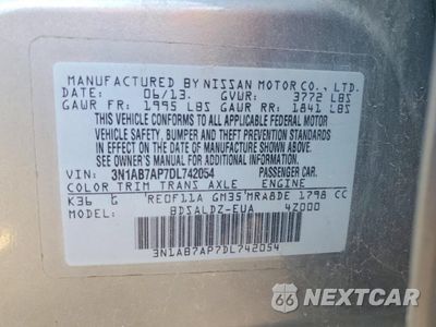 Zdjęcie 12 z 13 samochodu: 2013 NISSAN SENTRA S VIN:3N1AB7AP7DL742054 - miniatura