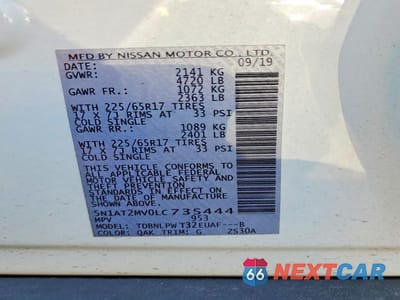 Zdjęcie 13 z 13 samochodu: 2020 NISSAN ROGUE S VIN:5N1AT2MV0LC735444 - miniatura