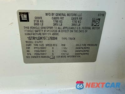 Zdjęcie 10 z 10 samochodu: 2016 GMC SIERRA VIN:1GTR1LEH7G2379394 - miniatura