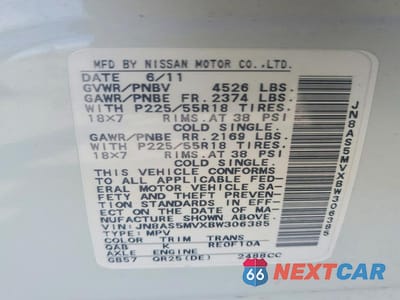 Zdjęcie 13 z 13 samochodu: 2011 NISSAN ROGUE S VIN:JN8AS5MVXBW306385 - miniatura