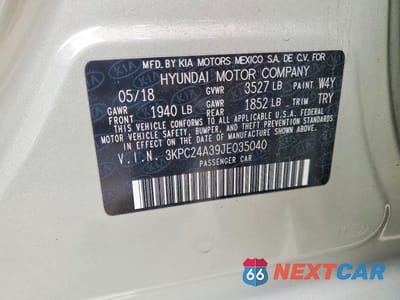 Zdjęcie 12 z 12 samochodu: 2018 HYUNDAI ACCENT SE VIN:3KPC24A39JE035040 - miniatura