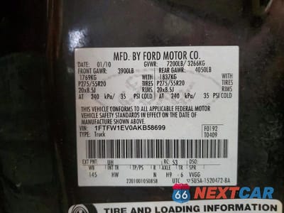 Zdjęcie 12 z 12 samochodu: 2010 FORD F150 SUPERCREW VIN:1FTFW1EV0AKB58699 - miniatura