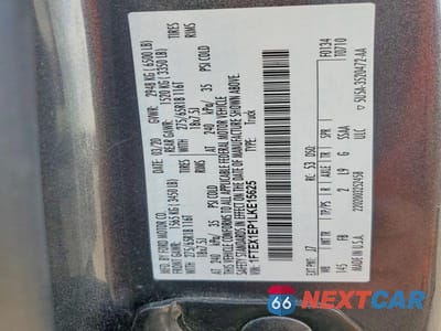 Zdjęcie 12 z 12 samochodu: 2020 FORD F150 SUPER CAB VIN:1FTEX1EP1LKE15625 - miniatura
