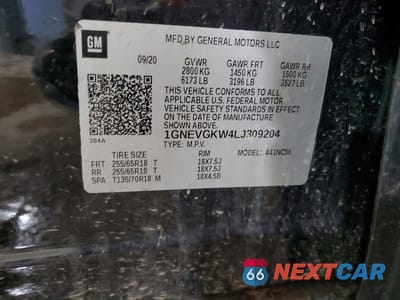 Zdjęcie 13 z 13 samochodu: 2020 CHEVROLET TRAVERSE LT VIN:1GNEVGKW4LJ309204 - miniatura