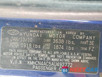 Zdjęcie 13 z 13 samochodu: 2010 HYUNDAI ACCENT GLS VIN:KMHCN4AC5AU492772 - miniatura