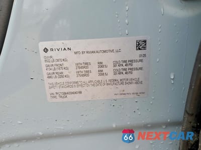 Zdjęcie 12 z 13 samochodu: 2025 RIVIAN R1T ADVENTURE VIN:7FCTGBAA0SN040168 - miniatura
