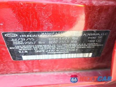 Zdjęcie 13 z 13 samochodu: 2016 HYUNDAI SONATA SE VIN:5NPE24AF4GH281064 - miniatura