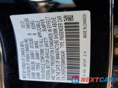 Zdjęcie 12 z 12 samochodu: 2022 HONDA CIVIC SPORT VIN:2HGFE2F59NH504240 - miniatura