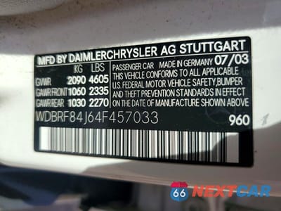 Zdjęcie 12 z 12 samochodu: 2004 MERCEDES-BENZ C 320 4MATIC VIN:WDBRF84J64F457033 - miniatura