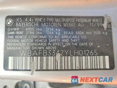 Zdjęcie 13 z 13 samochodu: 2000 BMW X5 4.4I VIN:WBAFB3342YLH01265 - miniatura