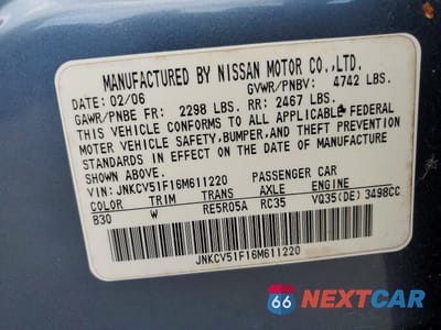Zdjęcie 12 z 12 samochodu: 2006 INFINITI G35 X VIN:JNKCV51F16M611220 - miniatura