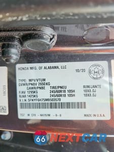 Zdjęcie 14 z 14 samochodu: 2021 HONDA PILOT VIN:5FNYF6H75MB503570 - miniatura